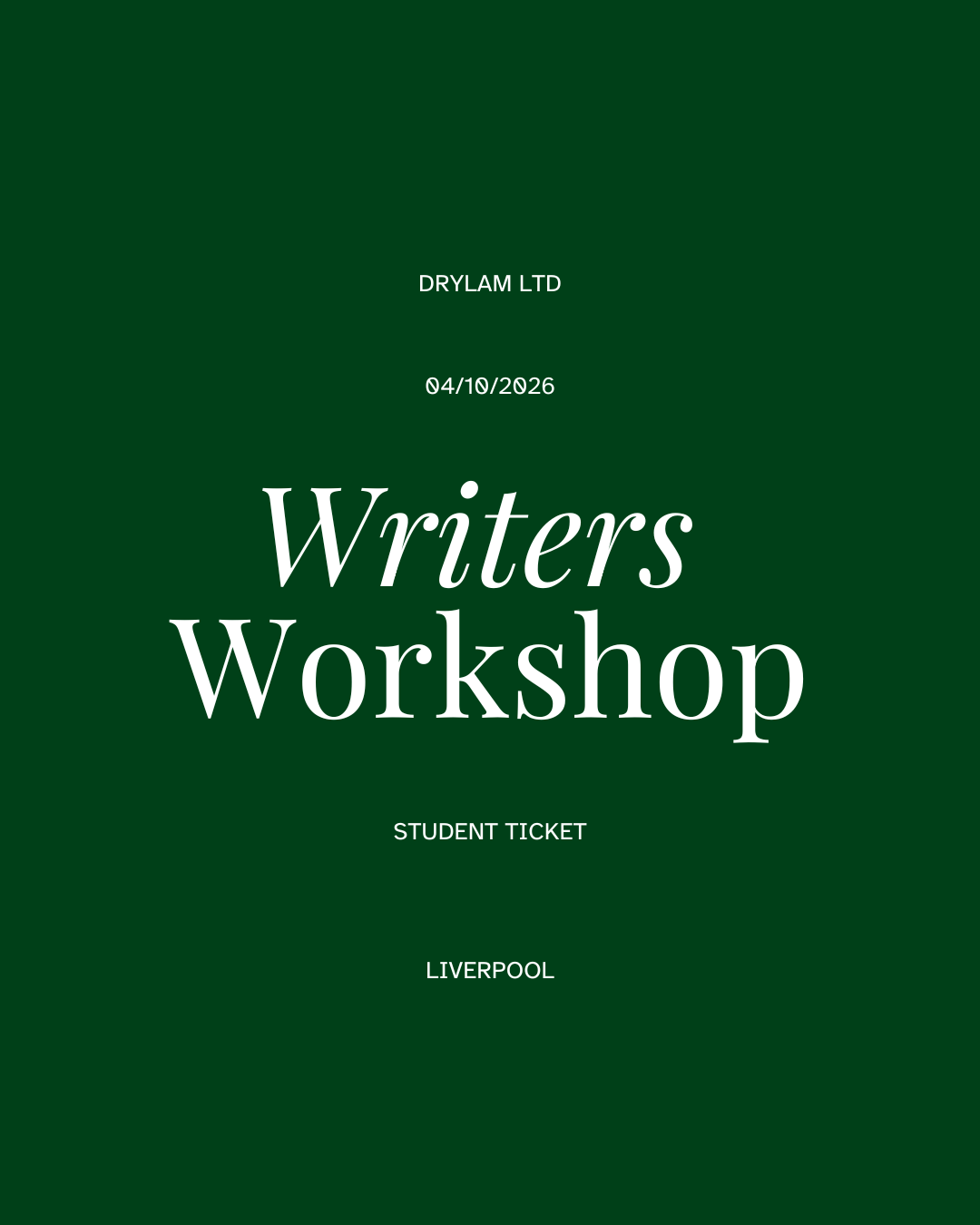 Writers Workshop Liverpool Student Ticket (04/10/2026)