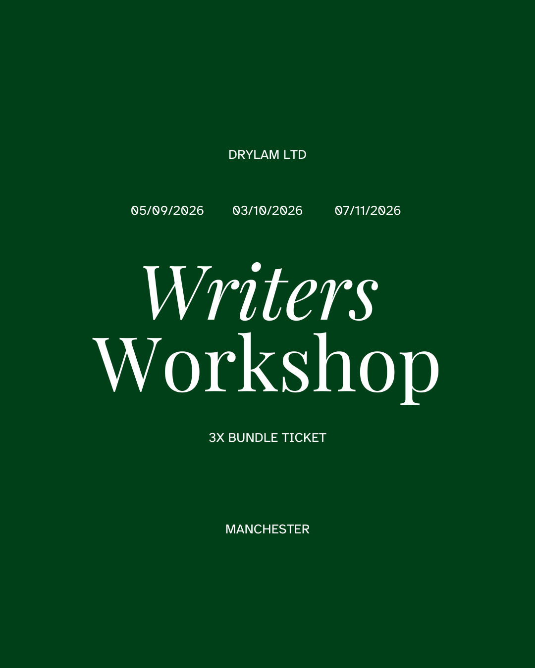 Writers Workshop Manchester 3x Bundle Ticket