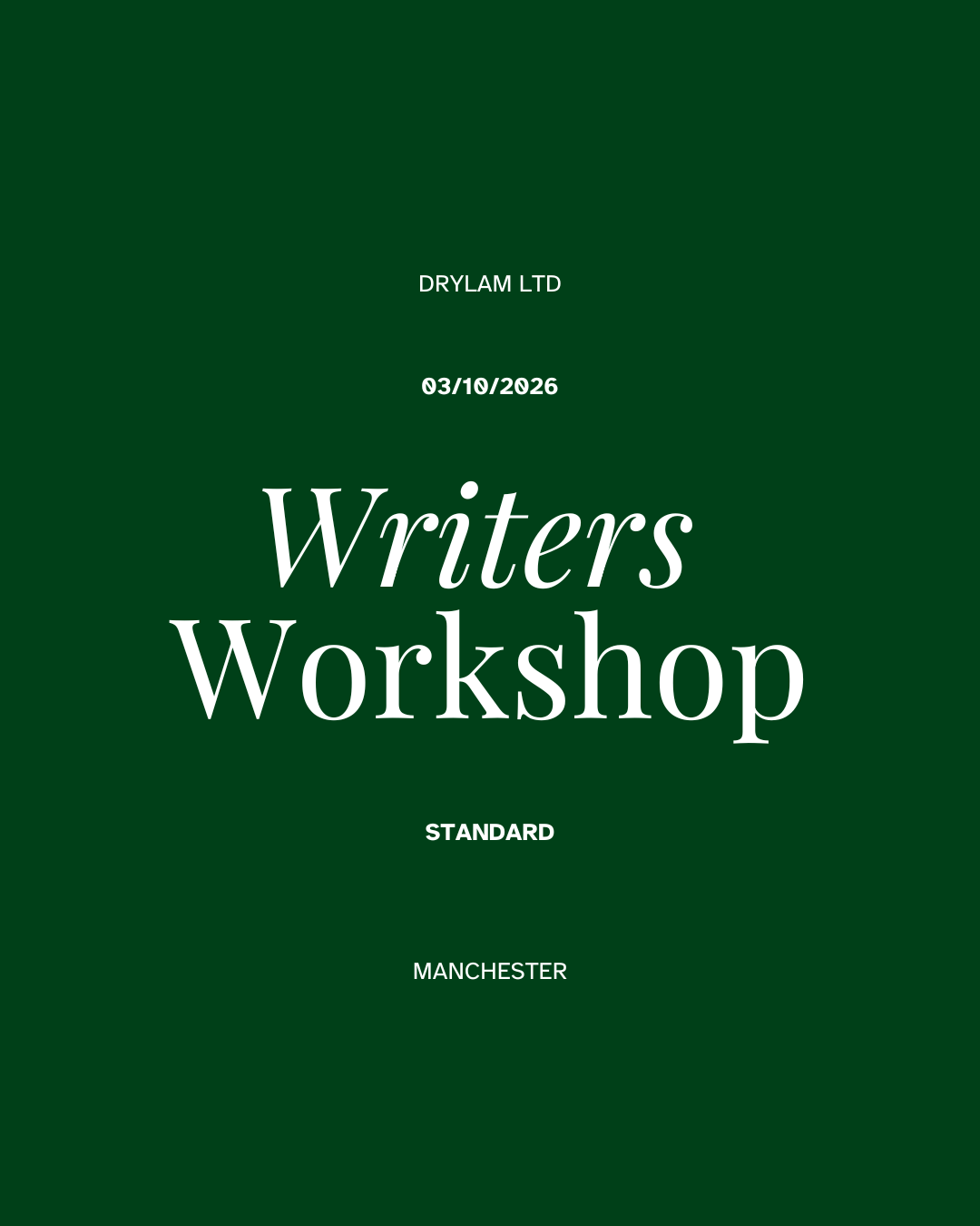Writers Workshop Manchester Standard Ticket (03/10/2026)